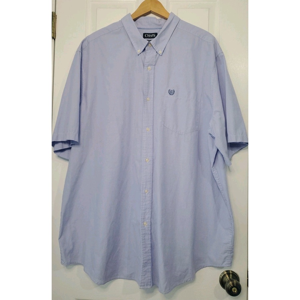 Chaps Easy Care Men's Blue Button Down Short Sleeve Shirt Size 3XLT